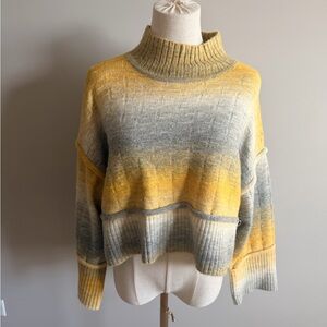 Pilcro Yellow and Gray Cowl Neck Sweater